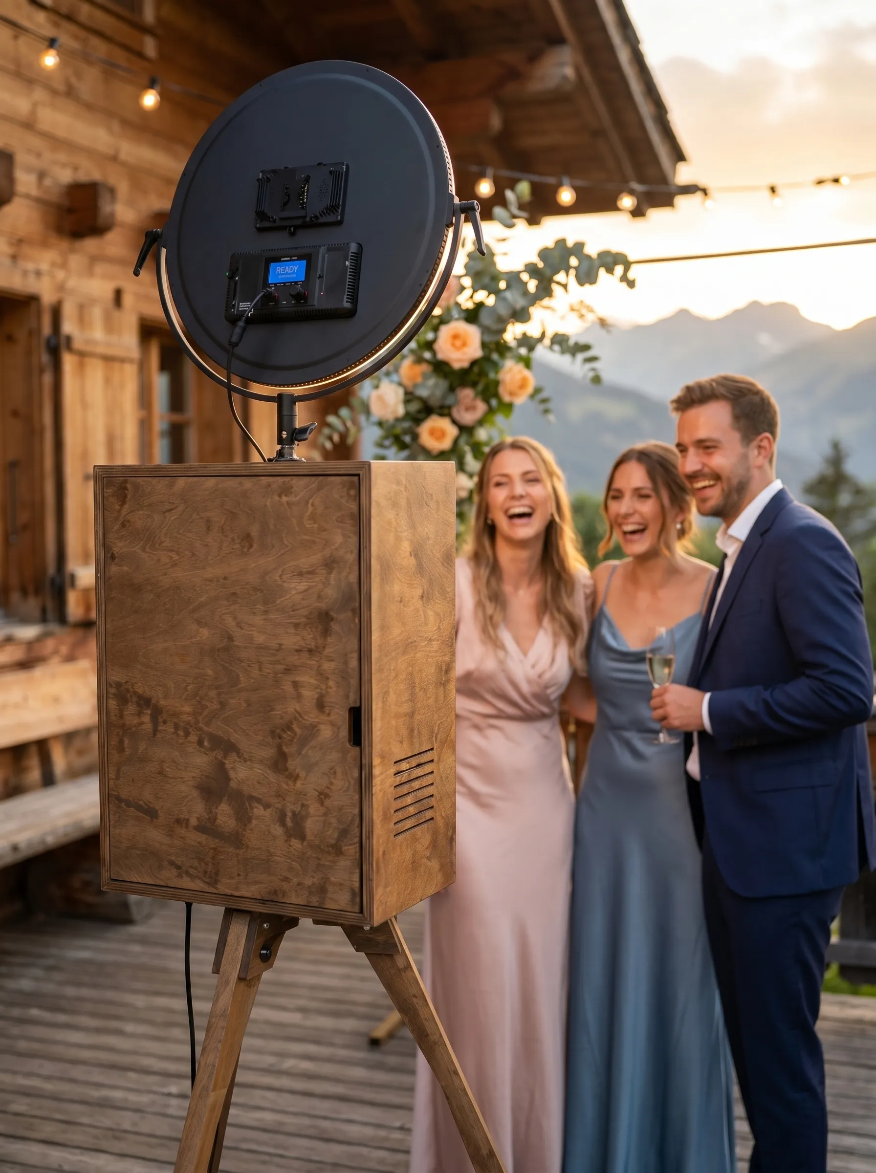 Gäste lachen vor der Fotobox